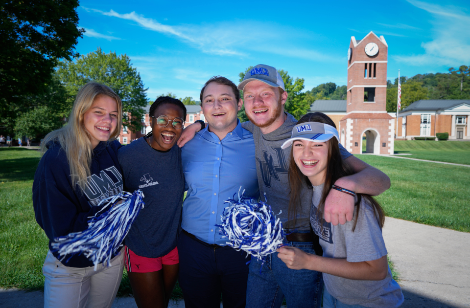 happy students on campus